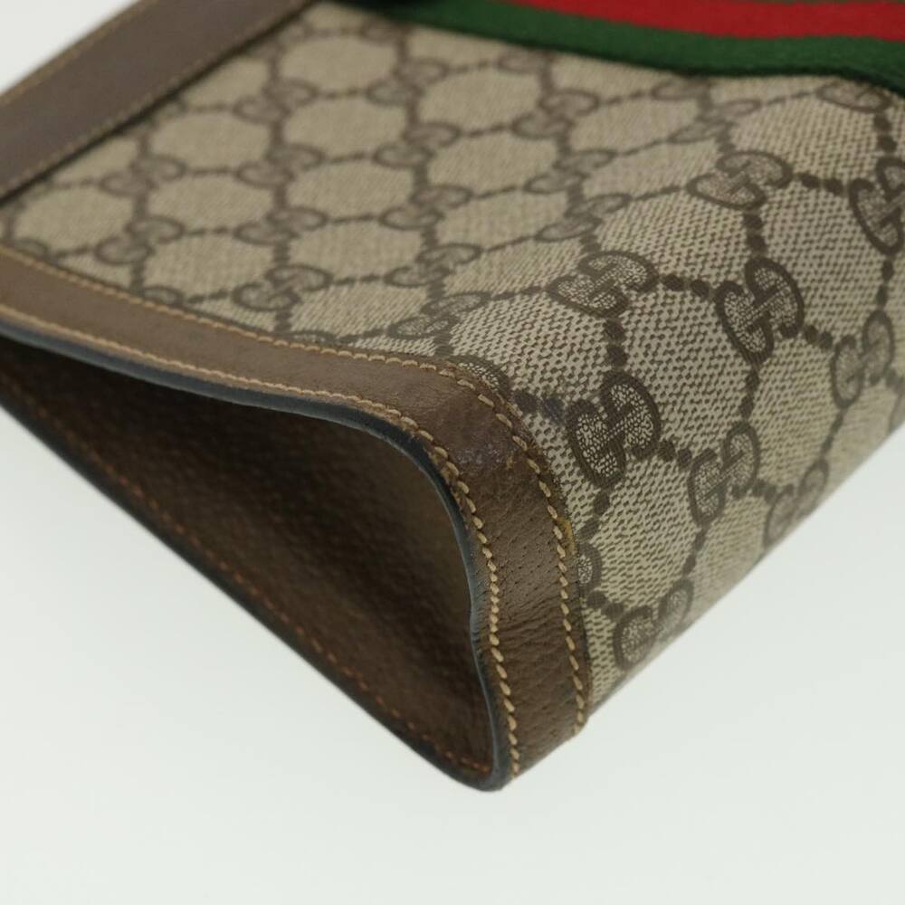 GUCCI GG Canvas Web Sherry Line Clutch Bag Beige Red Green - Picture 16 of 16